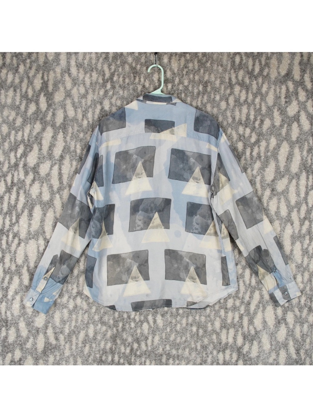 GIORGIO ARMANI Black Label Cupro Shirt Mens 16.5 42 Runway SS20 Geometric $1295 - Picture 3 of 16